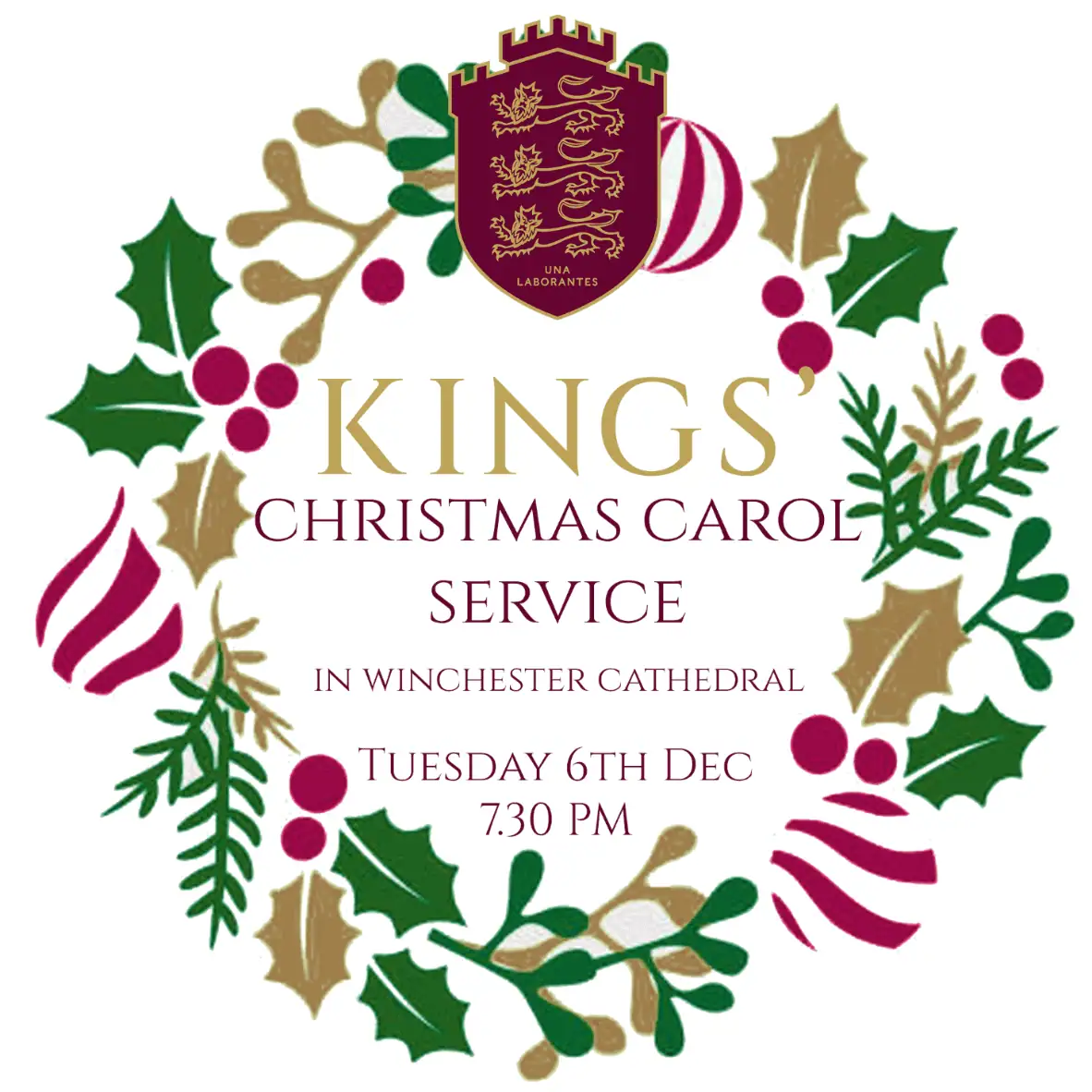 Festive Christmas Carol Service at Winchester Cathedral with Kings School students.
