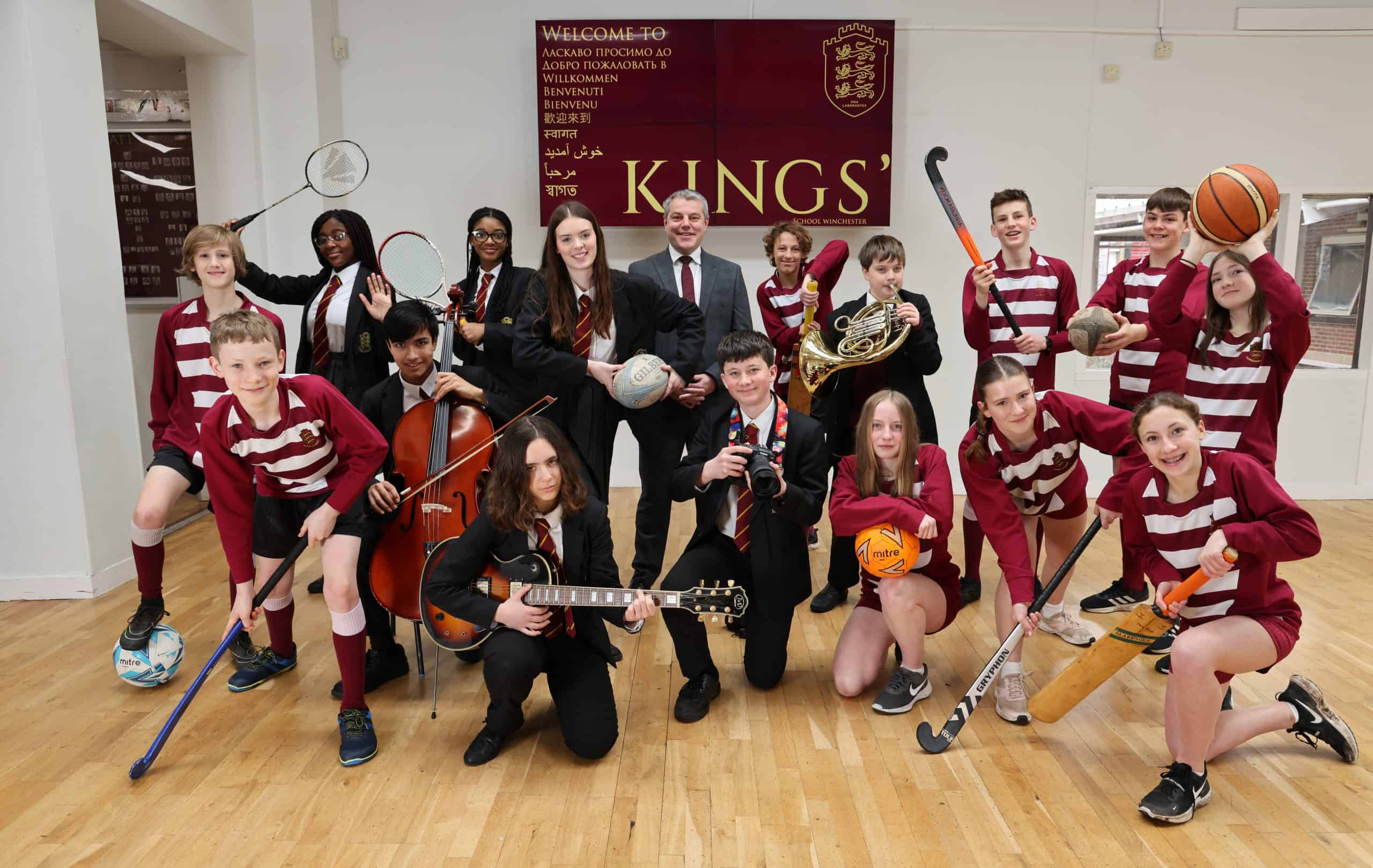 Headteacher and students of Kings' School Winchester
