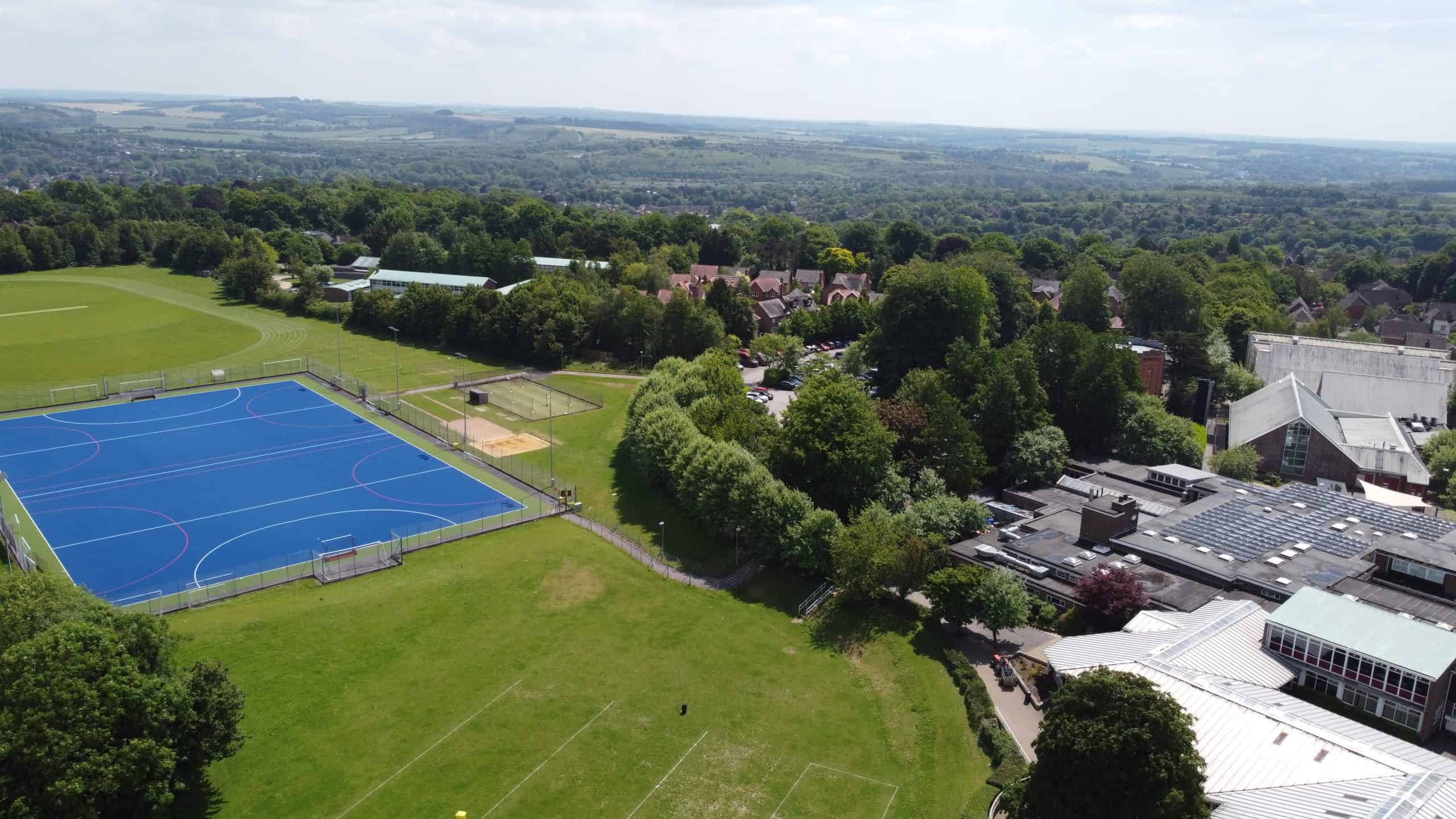 Aerial shot of Kings' School Winchester